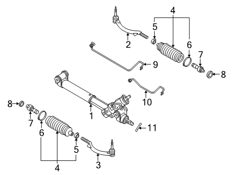 2004 Chevrolet SSR P/S Pump & Hoses, Steering Gear & Linkage Adjust Nut Diagram for 7834434