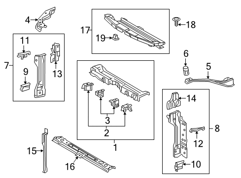 2017 Toyota Prius Prime Radiator Support Side Support Diagram for 53202-47902