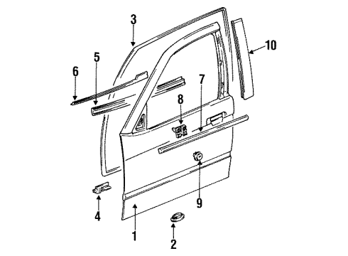 1992 BMW 318i Front Door Electric.Exterior Heatable Mirror Right Diagram for 51168106600