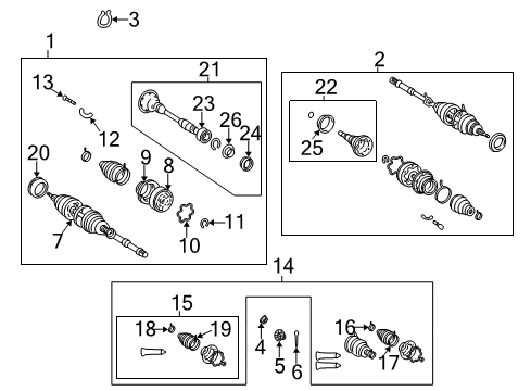 2001 Lexus RX300 Drive Axles - Front Joint Sub-Assembly, Cross Diagram for 43409-28010