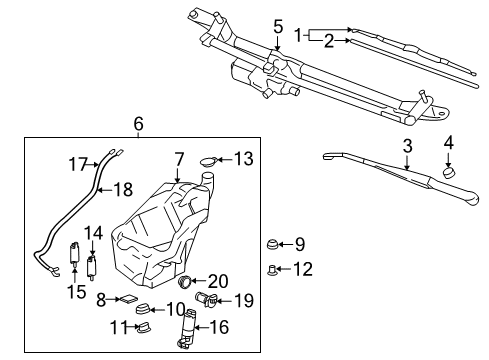 Diagram for 2008 Chevrolet Trailblazer Wiper & Washer Components, Body