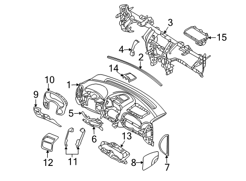 2007 Hyundai Entourage Cluster & Switches, Instrument Panel Panel-Cluster Facia Diagram for 84830-4D000-VA