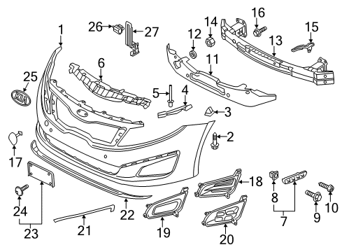 2015 Kia Optima Front Bumper Bolt-Washer Assembly Diagram for 11254-06257-B