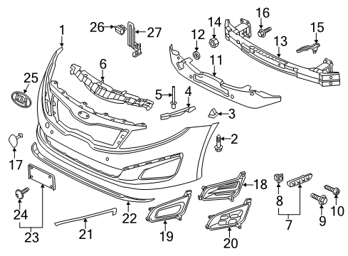 2015 Kia Optima Front Bumper Bracket-Front Bumper Side Diagram for 865144C500