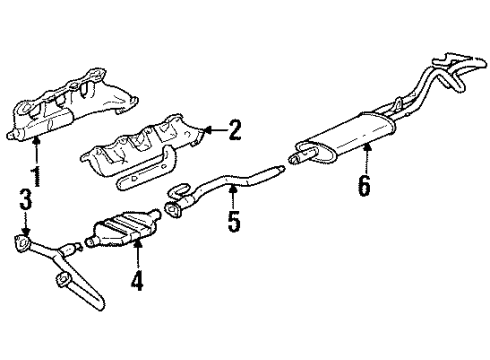 1992 Chevrolet C2500 Exhaust Components, Exhaust Manifold Exhaust Pipe Assembly Diagram for 15629014