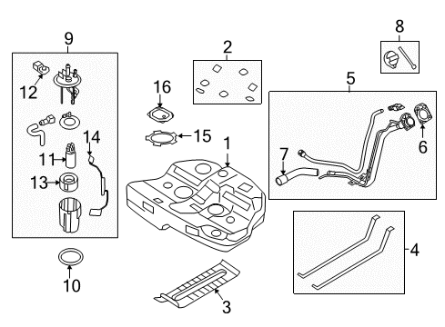 2012 Kia Optima Fuel Supply Fuel Pump & Sender Module Assembly Diagram for 311103Q550