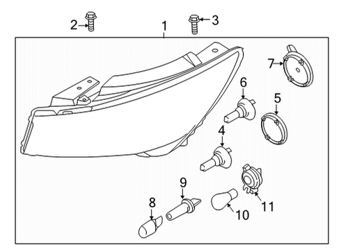 2019 Kia Sedona Headlamps Passenger Side Headlight Assembly Diagram for 92102A9630