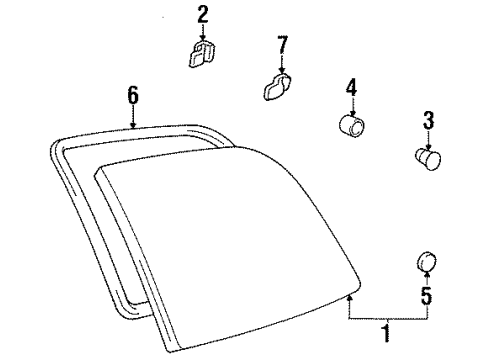 1992 Toyota Previa Side Panel - Glass & Hardware Stopper Diagram for 62724-95D00
