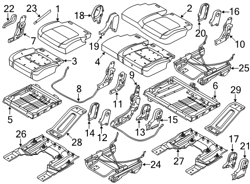 2015 Ford Police Interceptor Utility Second Row Seats Seat Cushion Pad Diagram for DB5Z-7863840-A