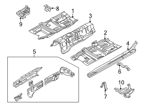 2005 Infiniti Q45 Pillars, Rocker & Floor - Floor & Rails Floor-Front Diagram for 74320-AR230