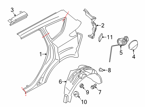 2016 Ford Escape Quarter Panel & Components Housing Diagram for CV4Z-7827936-A