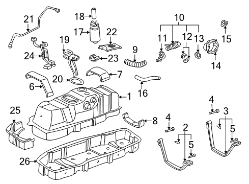 2000 Toyota Tundra Senders Filter Cushion Diagram for 23218-02010