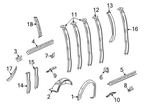 1998 Chevrolet Express 2500 Inner Structure - Side Panel Center Reinforcement Diagram for 15705710