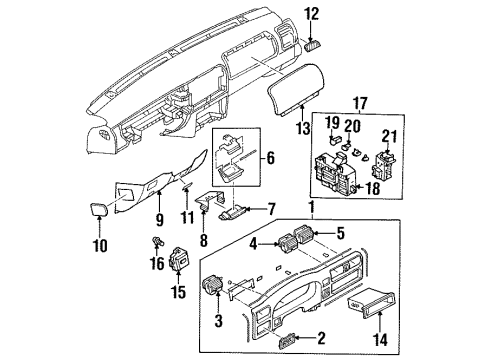 1998 Honda Passport Cluster & Switches, Instrument Panel Box Assembly, Relay & Fuse Body Harness Diagram for 8-97126-513-0