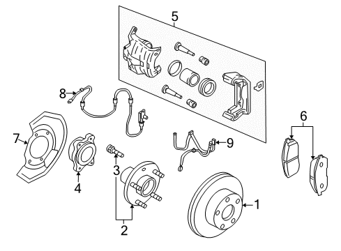 2005 Infiniti G35 Anti-Lock Brakes CALIPER Assembly-Front RH, W/O Pads Or SHIMS Diagram for 41001-AM801