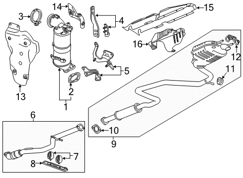 2017 Chevrolet Malibu Exhaust Components Heat Shield Diagram for 12660128