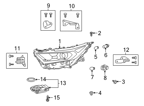 2020 Toyota RAV4 Bulbs Headlamp Assembly Diagram for 81170-42A12