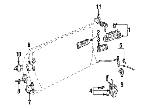 1992 Toyota Celica Lock & Hardware Cylinder & Key Set Diagram for 69051-20270