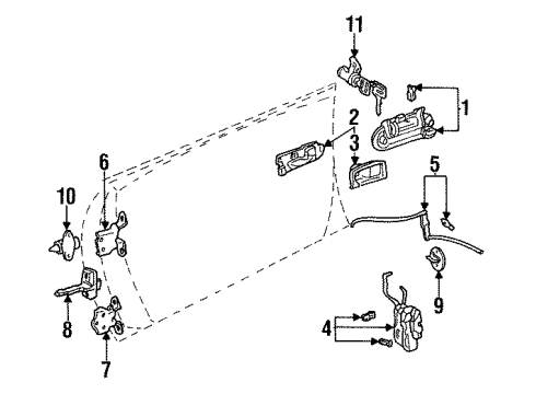 1992 Toyota Celica Lock & Hardware Link Assy, Front Door Inside Locking, LH Diagram for 69760-20020