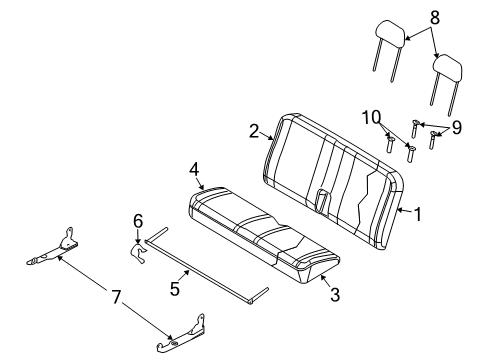 2007 Chrysler Aspen Rear Seat Components Rear Seat Cushion Includes Seat Cover Diagram for 1FQ401D5AA