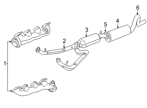 2002 Ford E-350 Econoline Club Wagon Exhaust Components, Exhaust Manifold Front Pipe Diagram for YC2Z-5246-AA