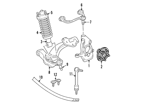2010 Mercury Grand Marquis Front Suspension Components, Lower Control Arm, Upper Control Arm, Stabilizer Bar Link Kit Diagram for 6W1Z-5K484-AA
