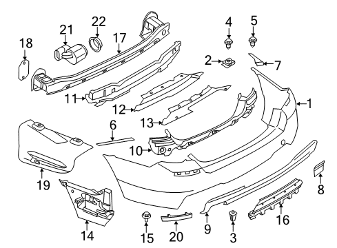 2016 BMW 528i Rear Bumper Sound Insulation, Rear Right Bumper Diagram for 51487207270