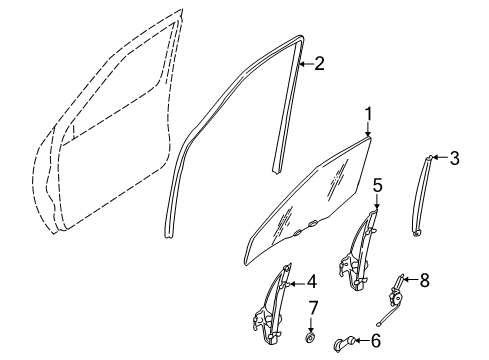 2000 Nissan Xterra Front Door Glass Run Rubber-Front Door, RH Diagram for 80330-3S500