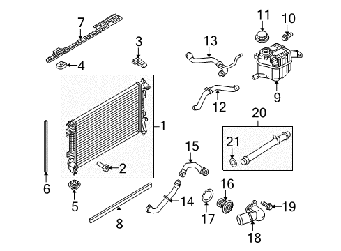 2014 Ford Taurus Radiator & Components Thermostat Outlet Diagram for AA5Z-8592-A