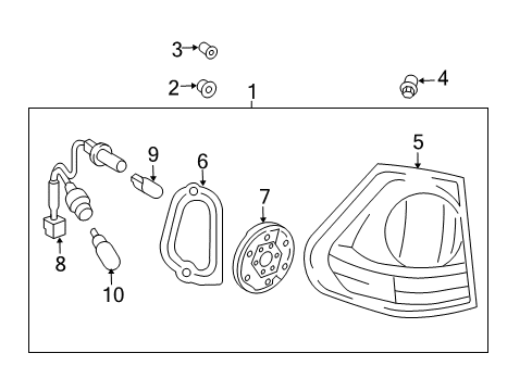 2006 Lexus RX330 Tail Lamps Packing Diagram for 81552-0E010