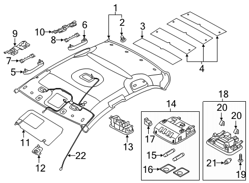 2017 Hyundai Ioniq Interior Trim - Roof Overhead Console Lamp Assembly Diagram for 92800-G7000-TTX