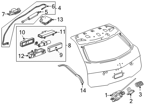 2014 Cadillac CTS Lift Gate - Lock & Hardware Position Sensor Diagram for 22840715