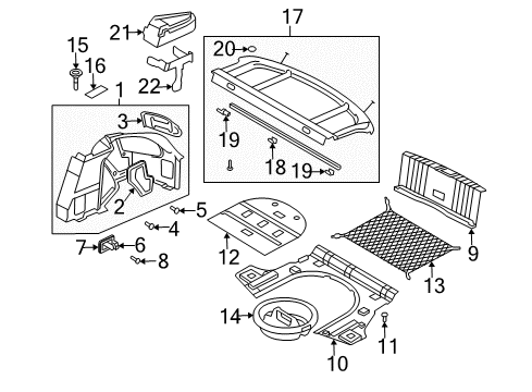 2003 Hyundai Tiburon Interior Trim - Rear Body Clamp-Spare Tire Diagram for 6285024100