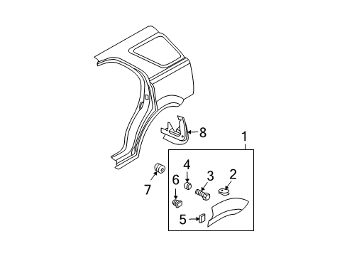 2007 Kia Sorento Exterior Trim - Quarter Panel Rear GARNISH Assembly, RH Diagram for 877903E500