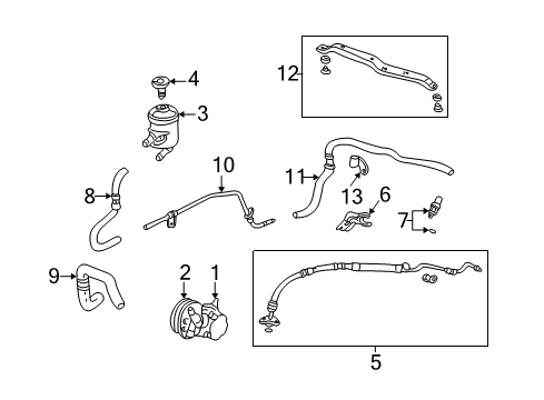 2010 Honda Element P/S Pump & Hoses, Steering Gear & Linkage Clamp, Feed Hose Diagram for 53775-SCV-A00
