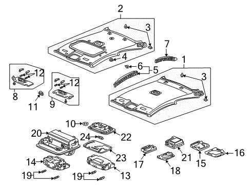 2003 Honda Accord Interior Trim - Roof Module Assy., Ambient Light *NH220L* (CLEAR GRAY) Diagram for 39180-SDA-A52ZA