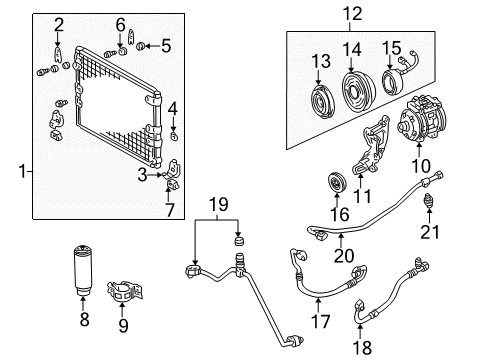 2001 Toyota 4Runner A/C Condenser, Compressor & Lines AC Line Diagram for 88716-35390