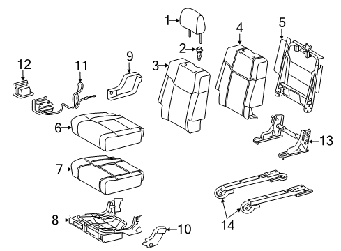 2014 Toyota Tundra Rear Seat Components Seat Cushion Pad Diagram for 71611-0C130