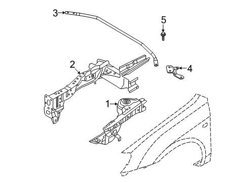 2007 Kia Spectra5 Structural Components & Rails Panel Assembly-Fender Apron Diagram for 645012F011