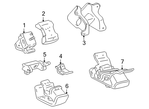 1999 Toyota 4Runner Engine & Trans Mounting Front Mount Stabilizer Diagram for 12381-62020