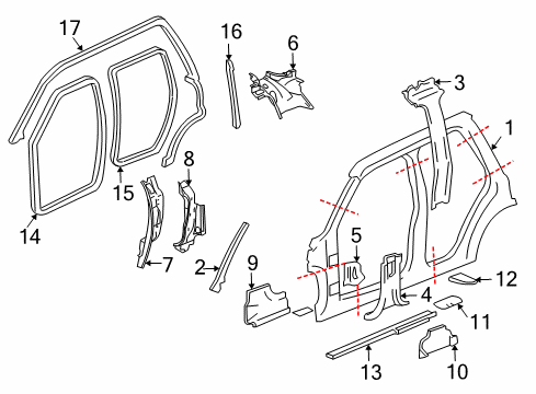 2004 GMC Envoy XUV Uniside Extension-Floor Panel Diagram for 10397547