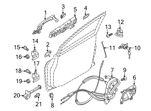 2019 Nissan Versa Note Front Door - Lock & Hardware Front Left Door Lock Actuator Diagram for 80501-9ME0A