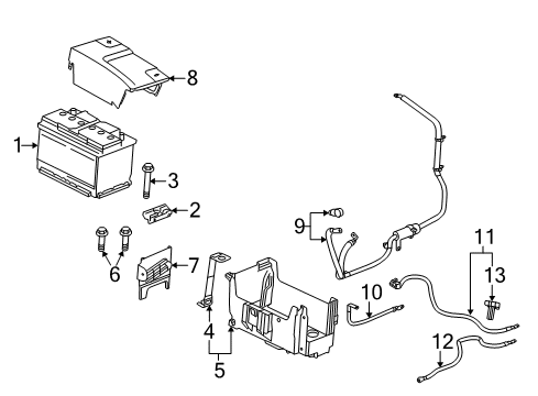 2015 Cadillac XTS Battery Hold Down Clamp Diagram for 42334730