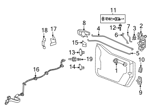 2007 Jeep Wrangler Front Door - Lock & Hardware Wiring-Front Door Diagram for 68005010AA