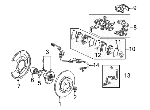 2002 Honda S2000 Brake Components Protector, L. RR. Caliper Diagram for 43256-S2A-000