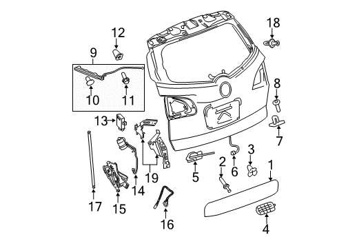 2008 Buick Enclave Lift Gate Handle, Outside Diagram for 23374287