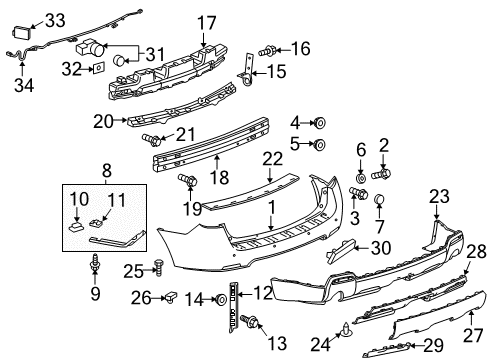 2014 GMC Terrain Parking Aid Reflector Diagram for 22950586