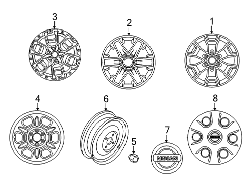 2022 Nissan Frontier Wheels, Covers & Trim WHEEL-ALUMINUM Diagram for 40300-9BU3K