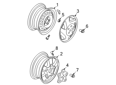1997 Chevrolet Camaro Wheels Wheel Rim Assembly-16X4 Compact Spare Diagram for 9592913