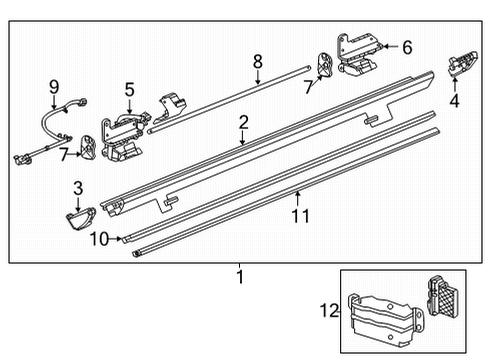 2022 Chevrolet Tahoe Running Board Step Bar Front Cap Diagram for 84498908